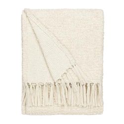 Yard Candar Textured Boucle Fringed Throw, Ecru