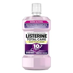 Listerine - Bain de Bouche Total Care Goût Plus Léger (bouteille de 500 ml) – Soin bucco-dentaire 10 bénéfices en 1 – Bain de bouche sans alcool pour une haleine fraîche durable