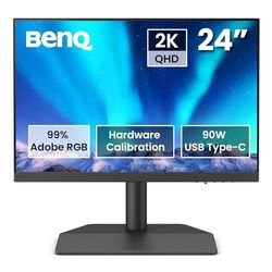 BenQ SW242Q Photographer Monitor (Tecnología AQcolor, 24 Pulgadas, 16:10 2K, 99% Adobe RGB, 98% P3, Calibración de Hardware, 90W USB-C, 16-bit 3D LUT, HDR10, Compatible con MacBook/Windows)