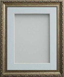 Frame Company Brompton Bronze 18x14 inch Frame With Light Blue Mount for Image 14x10 inch *Choice of sizes* Fitted with Real Glass
