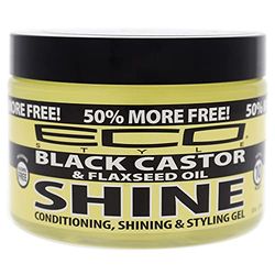 Ecoco Eco Shine Gel - Black Castor And Flaxseed - Helps To Nourish And Repair Damaged Hair While Promoting Healthy Scalp - Provides Superior Hold And Long Lasting Shine - Weightless Hold - 12 Oz