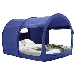 LEEDOR Tente de lit de rêve - Abri de lit - Chaude, Respirante - pour Enfants et Adultes - en Attente de Brevet - Bleu Marine (Matelas Non Inclus)
