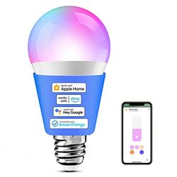 meross Wi-Fi Light Bulb Werkt met Apple HomeKit Wifi Lamp voor HomeKit Veelkleurig & Dimbaar Compatibel met Siri, Alexa, Google Home en SmartThings E27