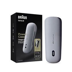 Braun PowerCase Étui De Recharge De Voyage Pour Rasoir,Argenté, Compatible Avec Les Rasoirs Électriques Series 9 et Series 8