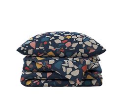 Hibboux Terazzo - Juego de Funda de edredón para bebé, 100 x 135 cm, Color Azul