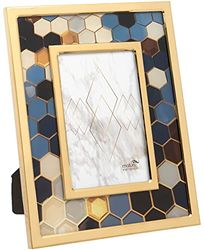 Stainless Steel Multi Colour Hexagonal Picture Photo Frame - 6 x 4/15 x 10cm