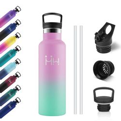 Thermosfles voor kinderen, 500 ml, drinkfles met rietje, herbruikbare roestvrijstalen fles, lekvrij, BPA-vrij, drinkflessen voor kinderen, school, camping, fitnessstudio, fietsen