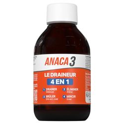 ANACA 3 - Draineur 4 En 1 - Complément Alimentaire - Renforce L'Organisme & Aide À Brûler Les Graisses - Thé Vert, Cola, Hibiscus & Minéraux - Programme Minceur 10 Jours - Fabriqué En France - 250ml