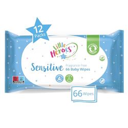 Little Heroes Sensitive Baby Wipes, Fragrance Free (12 packs x 66 wipes totaling 792 wipes)