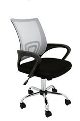 The Spanish Chair Ribadeo - krzesło biurowe bez zagłówka, poliester i oparcie z siatki, szare, 61 x 58 x 89 cm