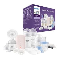 Philips Avent Set regalo con tiralatte elettrico - Tiralatte singolo, biberon, vasetti per la conservazione del latte, ciucci, senza BPA (modello SCD340/31)