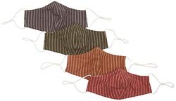 Quality Durables 4-Pack Reusable Woven Face Covering Costume Mask, Red/Taupe/Olive/Black, S/M