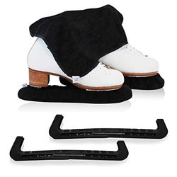 CRS Cross Ensemble Cadeau de Protections, trempettes et Serviette – Protections de Patinage à Glace et Housses de Lames de Skate Souples pour Patinage Artistique ou Hockey (Biellmann Noir, Taille S)