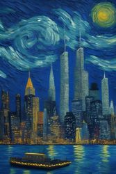 New York City Scape Van Gogh Style Journal