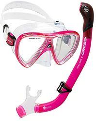 Cressi Ikarus & Orion, Scuba/Snorkeling Combo Unisex Adulto, Trasparente/Rosa Traslucido, Taglia Unica