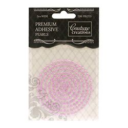 Couture Creations Premium Adhesive Pearls, Pretty Pink, 3 mm