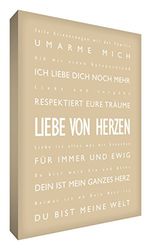 'Little Helper lvdp1624–01 G Feel Good Art Tableau décoration murale en toile "Amour à tiefst Typographie moderne Beige 60 x 40 cm