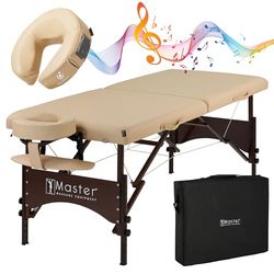 Master Massage Massagetafel en gezichtskussen, crème, 28 inch