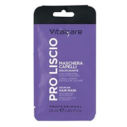 Vitalcare | PRO Liscio - Maschera Capelli Disciplinante, per Capelli Crespi, Ribelli e Difficili da Lisciare, con Cheratina e Olio di Avocado, 25 ml