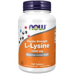 Now Foods, L-Lysine, Double Strength, 1.000mg, 100 Vegan Tablets, Lab-Tested, Amino Acid, Gluten Free, Soy Free, Vegetarian