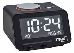 homtime Despertador digital com função de carregamento por USB, plástico, preto, 10 x 9 x 7 cm