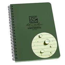 Rite In The Rain Waterproof Paper Side Spiral Notepad Green Polydura Cover 64 Pages 12 Sheets Imperial and Metric Rulers, 4 ⅝ x 7- Inch