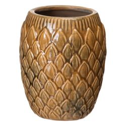 BigBuy Home Macetero Mostaza Cerámica 15,5 x 15,5 x 18,5 cm