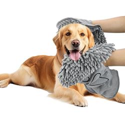 Puomue Asciugamano ad Asciugatura Rapida per Cani, in Microfibra Ultra Assorbente, Grigio (Grigio)