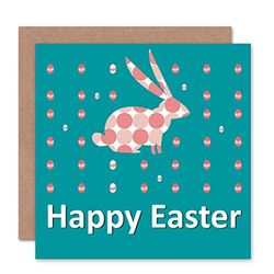 Wee Blue Coo HAPPY EASTER ABSTRACT BUNNY EGGS BLANK GREETINGS CARD ART