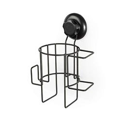 Soporte de pared para secador de pelo Compactor Bestlock, montaje con ventosa, admite hasta 6 kg, 15 x 13,6 x H.22,4 cm, negro, RAN9780