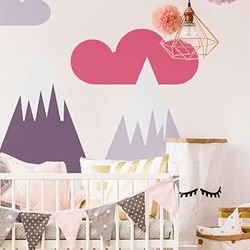 Stickers muraux Enfants - Décoration Chambre bébé - Autocollant Sticker Mural géant Enfant Montagnes scandinaves LOKA - 70x105cm