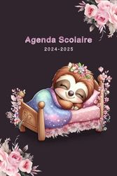 Agenda Scolaire 2024-2025 pour Fille: Planificateur Journalier (1 Jour Par Page), Organisateur Scolaire Pour Étudiant du Primaire, du Collège et du ... | Thème Paresseux et fleurs de couleur rose