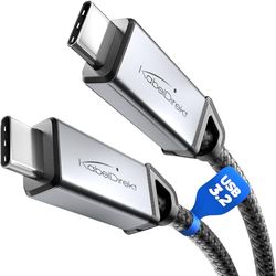 KabelDirekt – USB-C Kabel Alles-in-één, USB 3.2 Gen 2, Metalen Connectoren + Vlechtwerk – 2m (voor Data/Video met 20Gbit/s, Snelladen met 240W, Universeel Data/Oplaad/Monitor Kabel, Zwart)