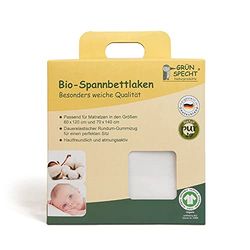 GrünSPECHT biologisch hoeslaken van 100% katoen (kbA), geschikt voor 60 x 120 cm & 70 x 140 cm matras, huidvriendelijk en ademend, GOTS, (657-V1)