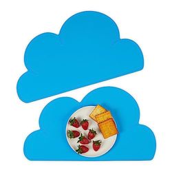 Relaxdays placemat set van 2, baby's en peuters, antislip onderlegger, siliconen, B x D: 47,5 x 26,5, blauw