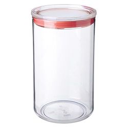Tatay 2 Litre Airtight Kitchen Tin BPA Free Dishwasher Safe Transparent - Red Dimensions 12.5 x 12.5 x 22 cm