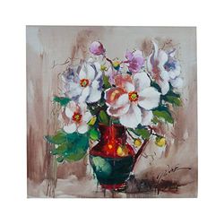 Biscottini Tableau sur toile 62 x 62 cm | Tableau salon peinture à l'huile | Tableaux de bureau et pour la maison