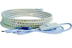 Striscia Led 220v 5730 120 Led/m con INTERRUTTORE. Impermeabile. Bianco Freddo o Caldo. IP67 Waterproof strip 5630 (1m, Bianco Caldo)