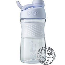 BlenderBottle Sportmixer Twist, Botella mezcladora de batidos de proteínas, Unisex, con batidor Blenderball, 590ml - clear/white