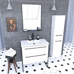 Aurlane PACM014 zestaw łazienkowy, czarny/biały