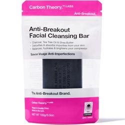 Carbon Theory Bar Detergente Viso al Carbone e Olio di Tea Tree - Purificante e Idratante, Ideale per Pelle Grassa, Mista e Acneica