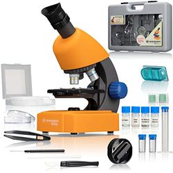 Bresser Optics 8851310 Microscópio ótico 640x Microscópio (microfone ótico, 640x, 40x, 2X, laranja, de plástico)
