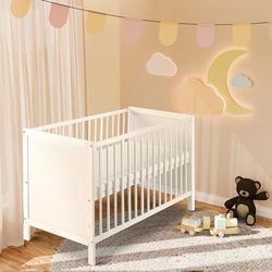 Schardt - Lit pour enfant Leo Blanc 60 x 120 cm – Sommier à lattes réglable sur 3 positions avec baguettes amovibles en bois massif