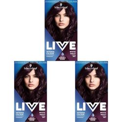 Schwarzkopf LIVE Intense Colour, Long Lasting Permanent Purple Hair Dye, With Built-In Vibrancy Serum, Up To 70% Grey Coverage, Mystic Violet 087 (Pack of 3)