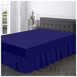 GC GAVENO CAVAILIA Polycotton Frilled Base Single Size, Corner Elasticated Skirts, Breathable Plain Bed wrap, Polyester-Cotton, Royal Blue, King Valance Sheet