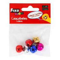 Belletjes in verschillende kleuren, 15 mm, blisterverpakking, 6 stuks