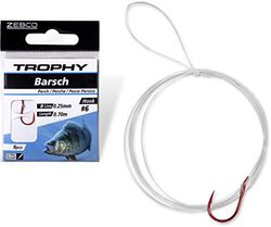 Zebco Kwaliteit Trophy baars voorwaaier haak vishaak met voorvak voorgebonden vislijn hengel accessoires, rood, 4