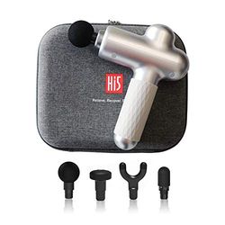 Hi5 Sportster Vibratie Massage Gun Massage Gun Spier Fascia Stof Ontspannen 4 Hoofd Opzetstukken Zilver