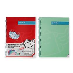 Mr. Wonderful - Set de 2 Libretas A4 Roja + Verde - Hojas de Cuadrícula y Microperforadas - 80 páginas - Tapa Extradura - Encuadrenación en Espiral - Incluye pegatinas
