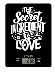TERRAILLON – FIRST SECRET- Báscula de Cusine Electrónica, Bandeja de cristal, Capacidad 3 kg, Graduación 1 g, Tara, Conversiones líquidas, Ultrafina y compacta – Pantalla LCD – Secret